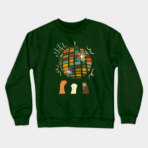 Discotheque Cats Crewneck Sweatshirt by braveleopard